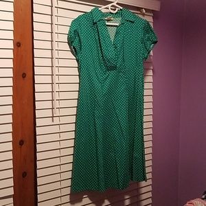 Rockabilly Green and White Polka Dot Dress